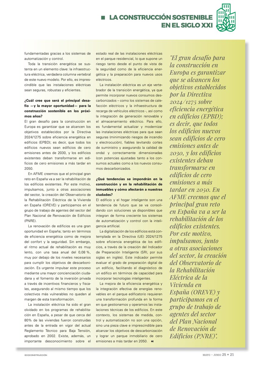 <a href="/afme_es/">AFME</a>  colabora en la Edición Nº100 de Ecoconstrucción
