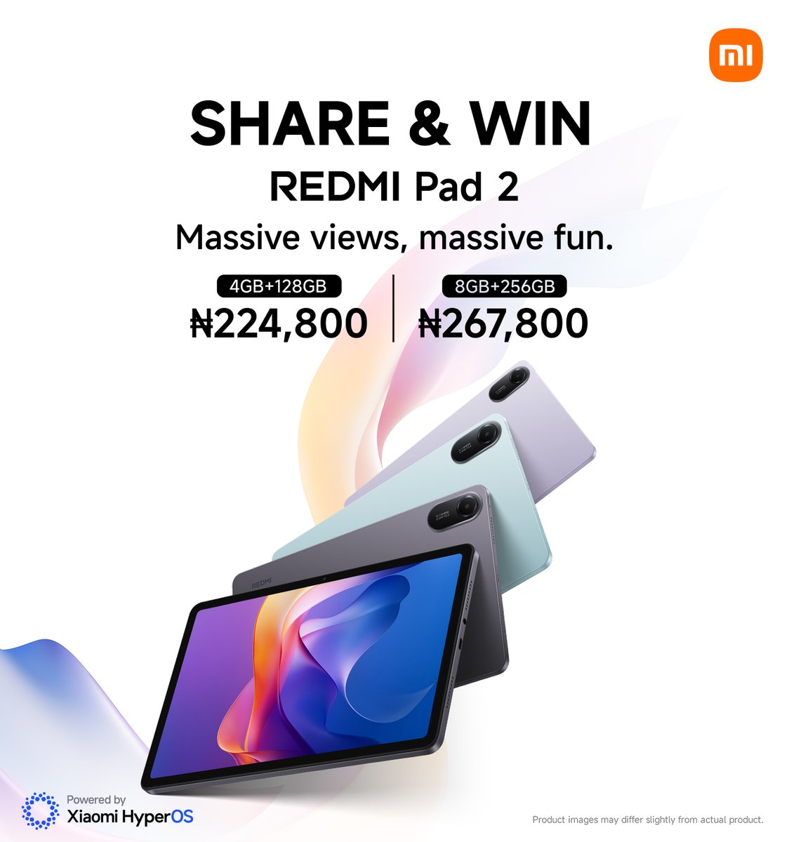 Redmi Pad 2 SHARE &amp; WIN! 🚨

Want to take home a brand-new Redmi Pad 2? It’s simple! Here’s how to join:
1️⃣ Share &amp; repost this post on your page
2️⃣ Tag <a href="/XiaomiNigeria/">Xiaomi Nigeria</a>  
3️⃣ Tag 2-5 friends in your post🎁 

That’s it — you’re in the running to be our next lucky winner! Ready, set,