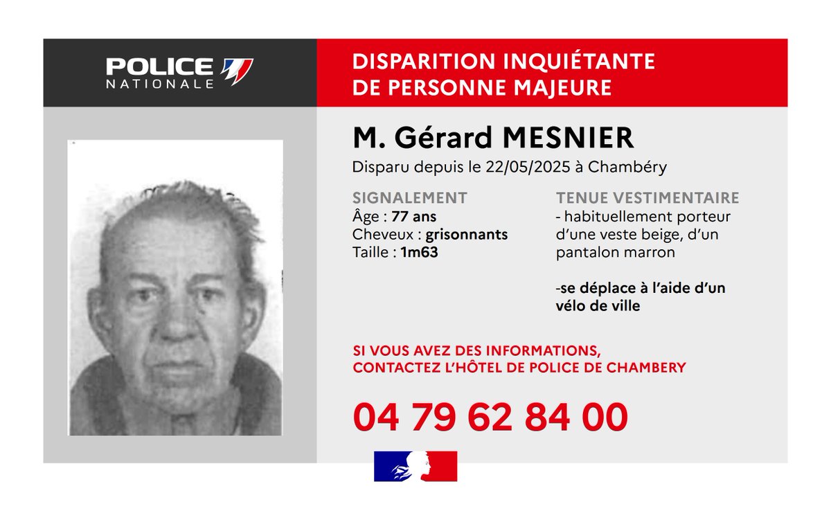 PoliceNat73's tweet photo. [#DisparitionInquiétante]
 Merci pour vos RT https://t.co/y6qgKWetmZ
