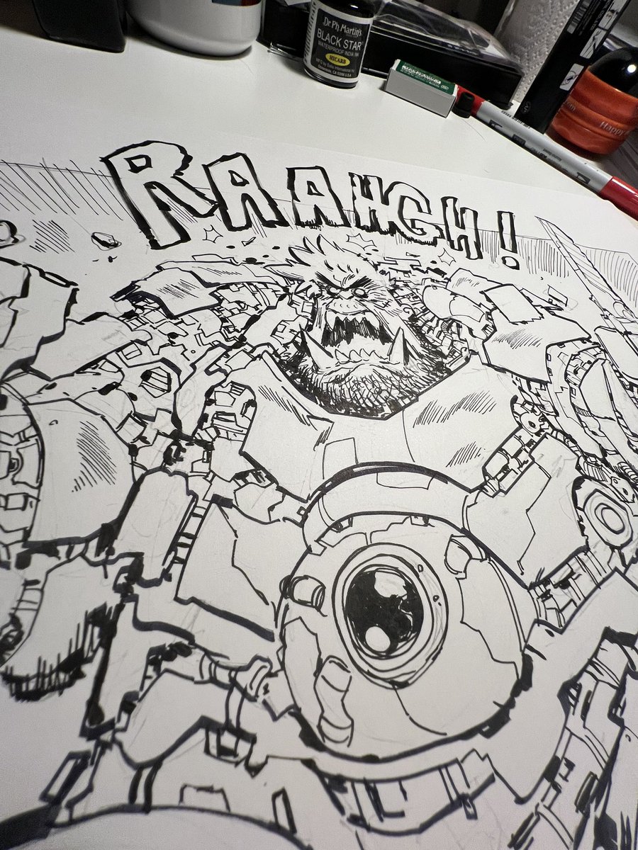 ianlaser's tweet image. A Laser Ape I inked a little while ago. I should color this thing. #illustration #cartoon #art #inks #traditional
