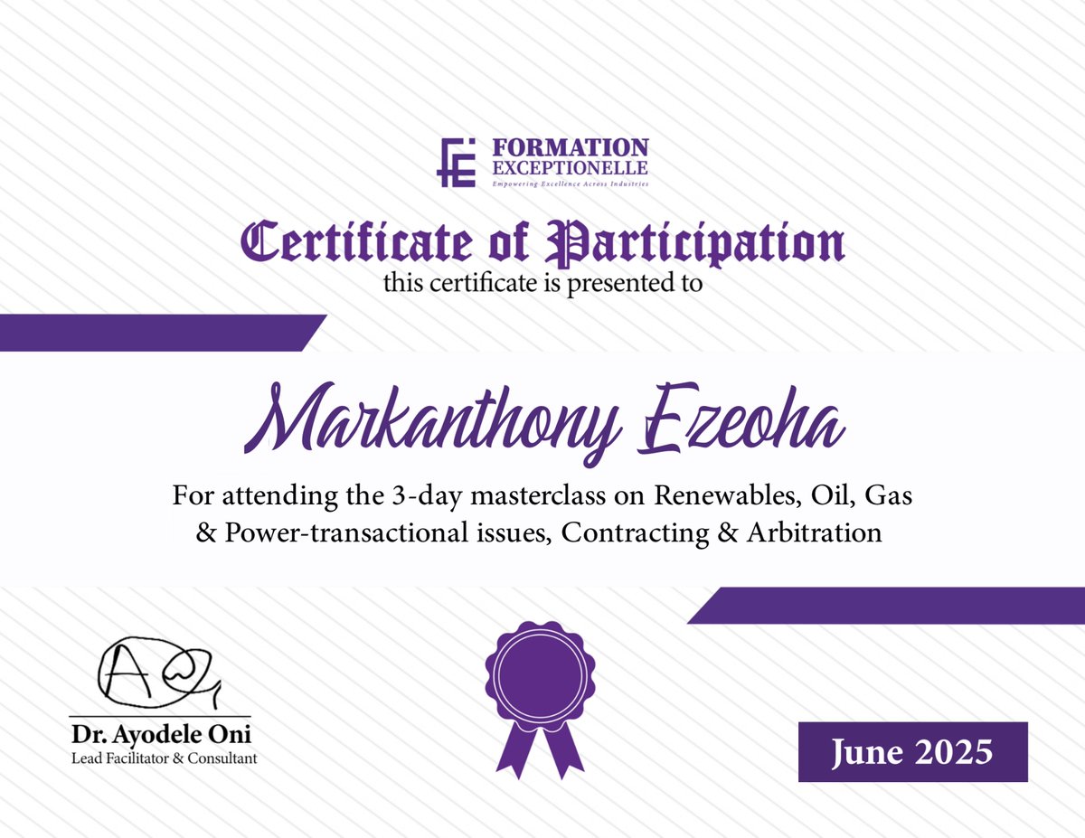It is always a delightful experience when the classroom meets transactional expertise. The FORMATION EXCEPTIONELLE's 3-day Masterclass in June 2025 was a strategic platform to learn and re-learn key issues within the energy sector. 

Participating in the training themed
