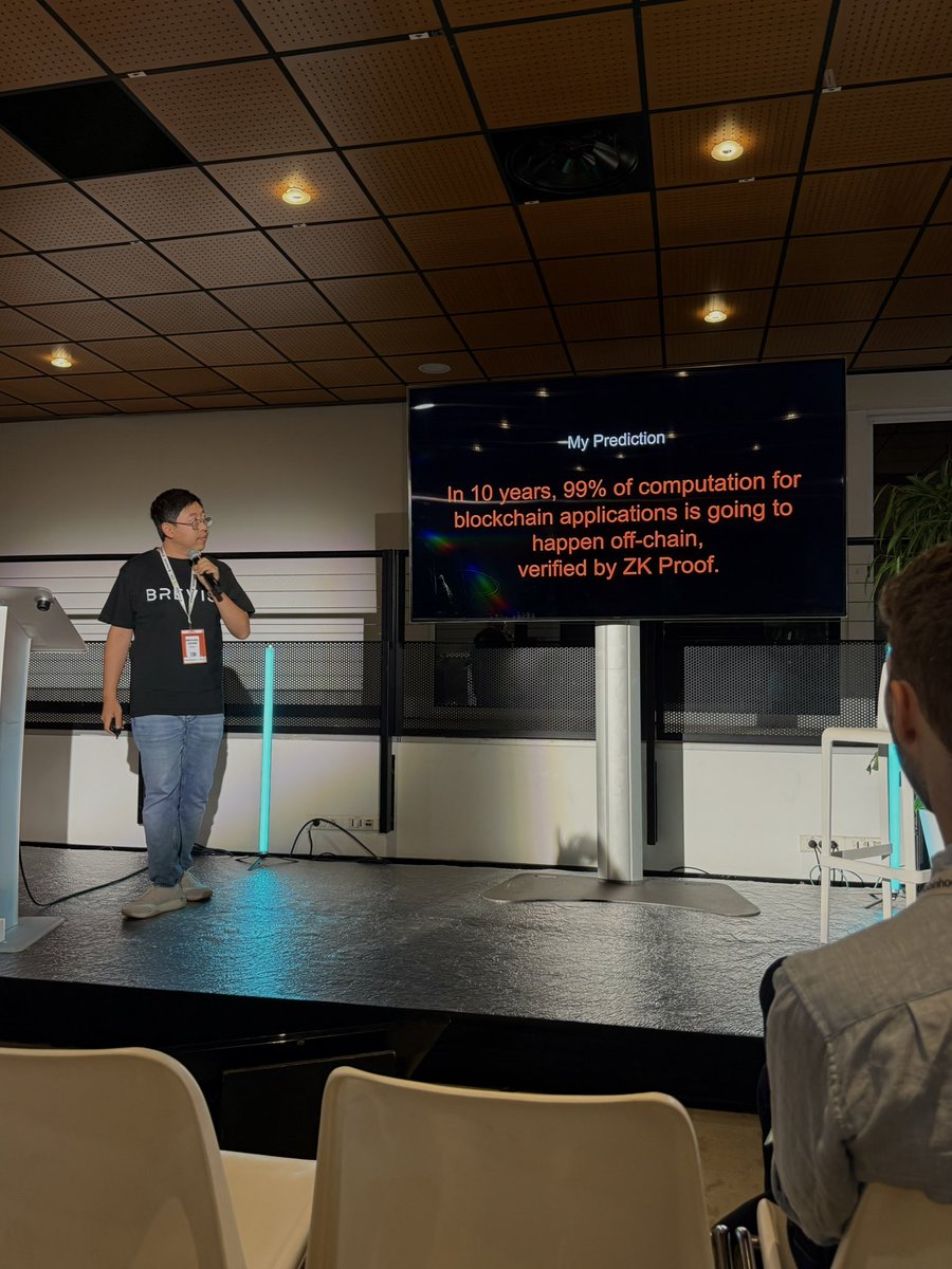Kicking off EthCC with a strong one 🔐

Our frens at <a href="/brevis_zk/">Brevis</a> opened with this prediction:

“In 10 years, 99% of blockchain computation will happen off-chain – verified by ZK proofs.”

ZK season is here.
Too bold or right on point?
