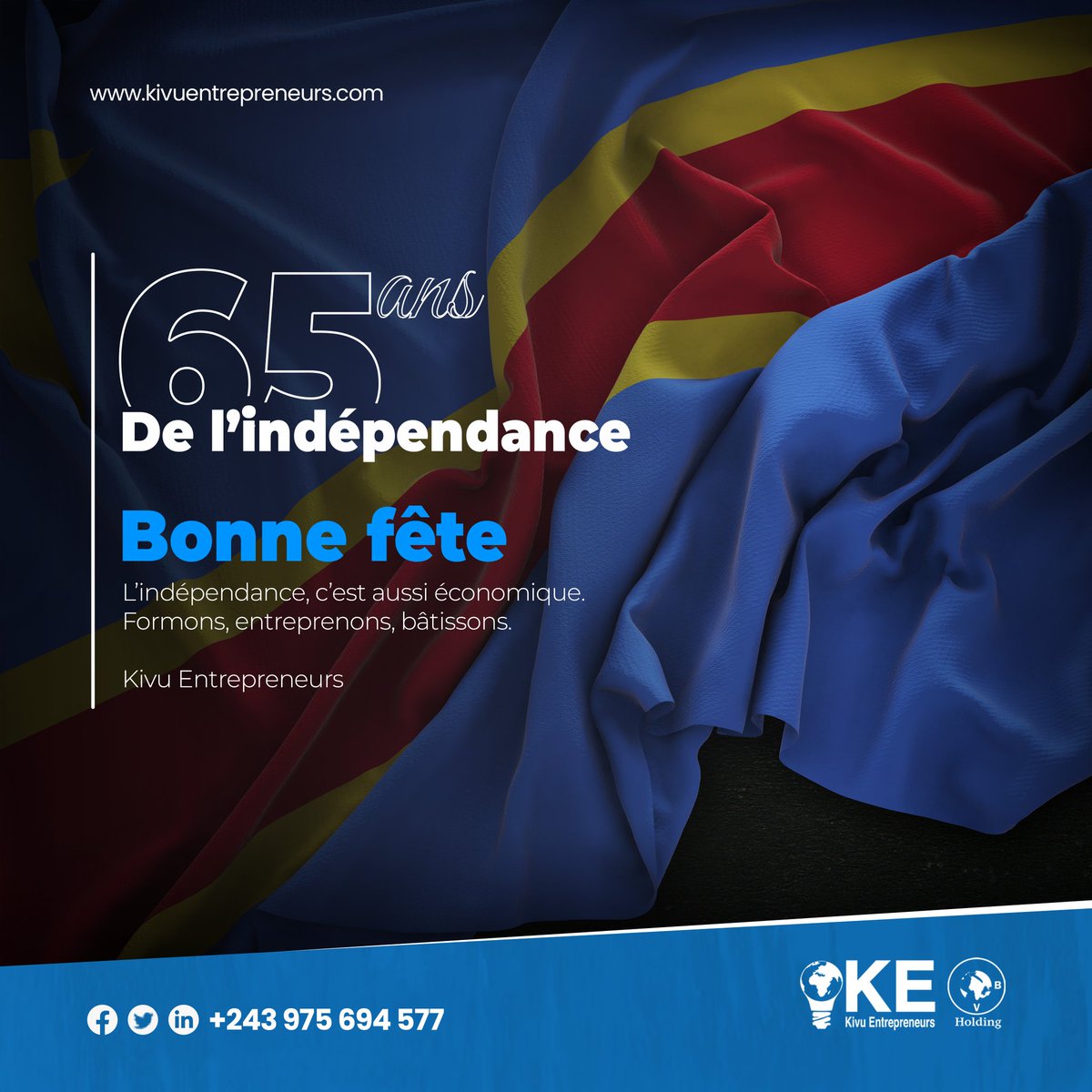 🇨🇩 30 Juin – Fiers et tournés vers l’avenir !  
En ce jour d’Indépendance, nous honorons notre histoire et affirmons notre ambition.  
L’indépendance, c’est plus qu’un souvenir : c’est un appel à construire, innover et entreprendre.