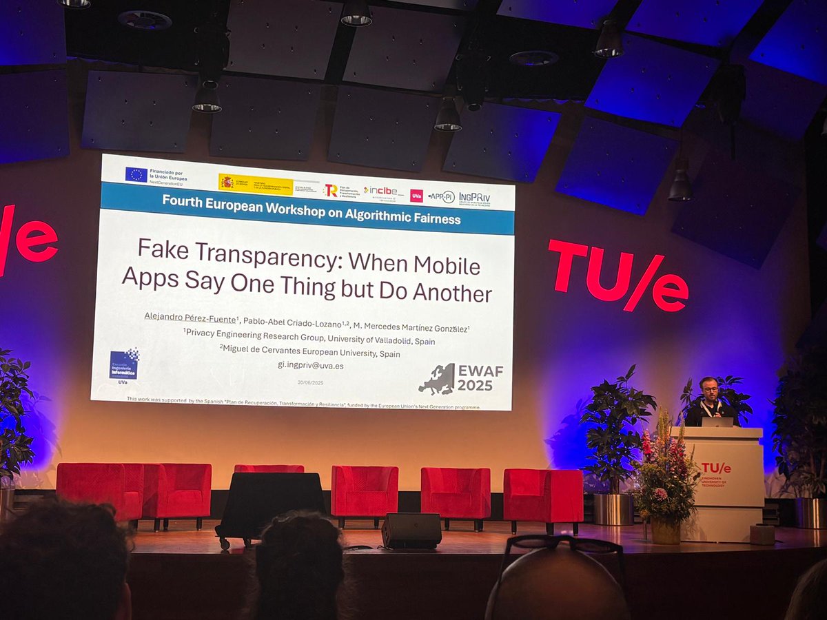 IngPrivUVa's tweet image. ¡Nuestro compañero @peres317 acaba de presentar en @EWAFWorkshop ! Fake Transparency: When Mobile Apps Say One Thing but Do Another 
Para entender qué hacen realmente las apps con nuestros datos y proteger la #privacidad
#AppPI #IngPriv #ProyectosCiber #NextGenerationEU @INCIBE