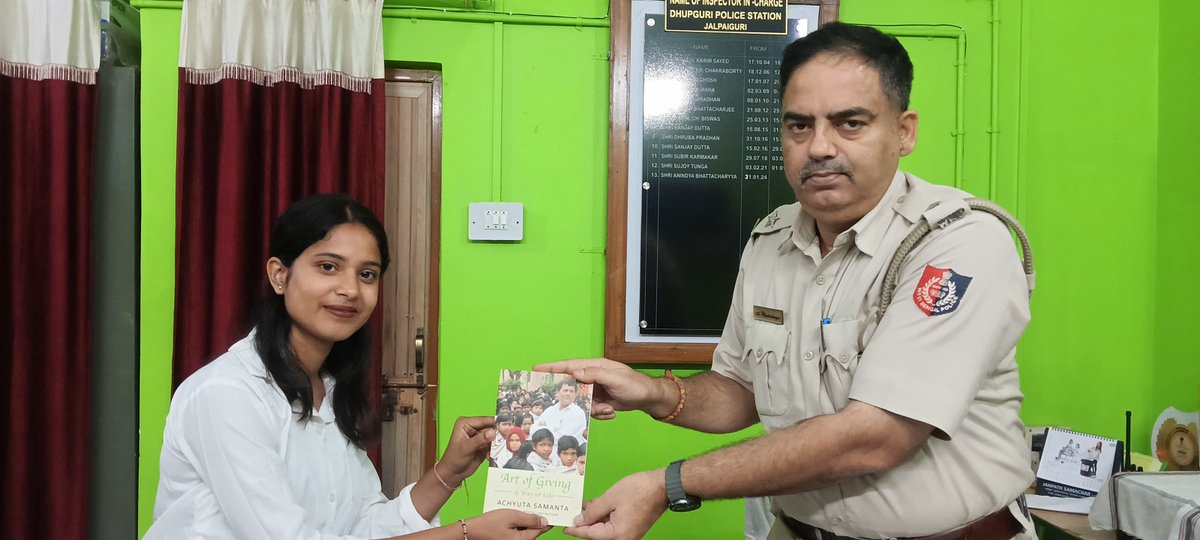 Thankful to Shri Anindya Bhattacharyya, IC of Dhupguri Police Station, Jalpaiguri, for embracing the Art of Giving philosophy with an open heart.

Your reflections on the book and the vision of Dr. Achyuta Samanta encourage us to continue this journey of kindness and selfless