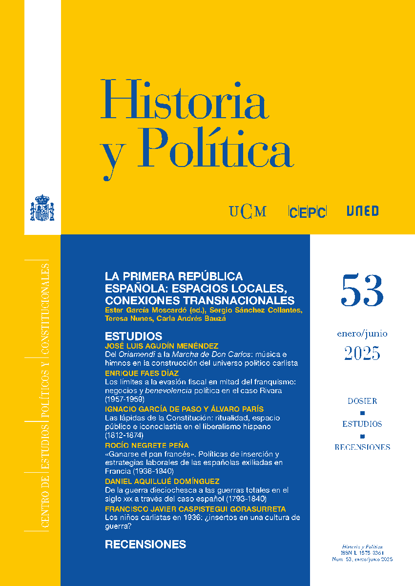 Disponible un nuevo número (53) de la revista #HistoriayPolítica <a href="/historiaypol/">Historia y Política</a> (editada con @CCPPySOCUCM y <a href="/UNED/">UNED</a>)
Incluye un monográfico sobre La Primera República Española: espacios locales, conexiones... (1/3)
cepc.gob.es/publicaciones/…
Acceso gratuito en pdf, html y xml