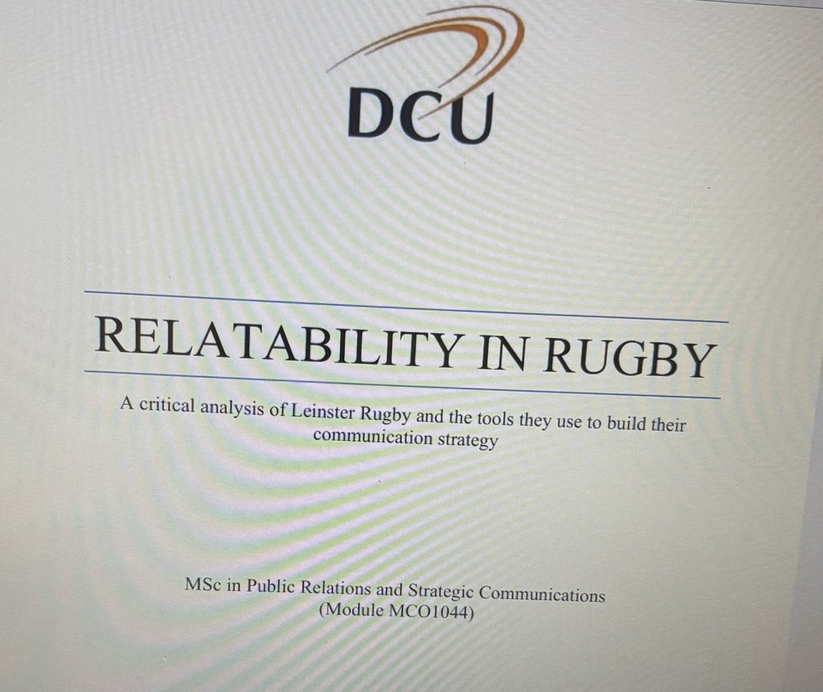 I’ve been very quiet online. I’ve been putting all my energy into my Masters dissertation.

Delighted to have submitted my dissertation this morning entitled ‘Relatability in Rugby’

Writing about my passion of sport is always enjoyable for me.

Now to find a job🙏🎓
