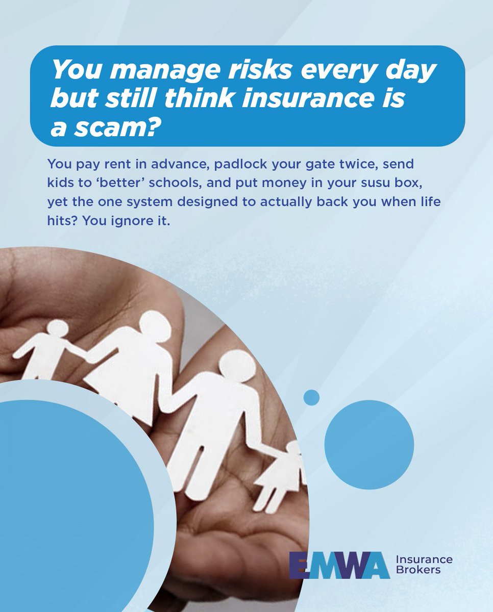 InsureWithEMWA's tweet photo. Funny how we prep for life’s “what ifs” every day except the ones that really cost us.
Risk management isn’t just habits; it’s having a backup that pays you back.
Insurance isn’t a scam; it’s your smartest safety net yet. #InsureTheSmartWay #InsureWithEMWA https://t.co/rWuCgzPjqh