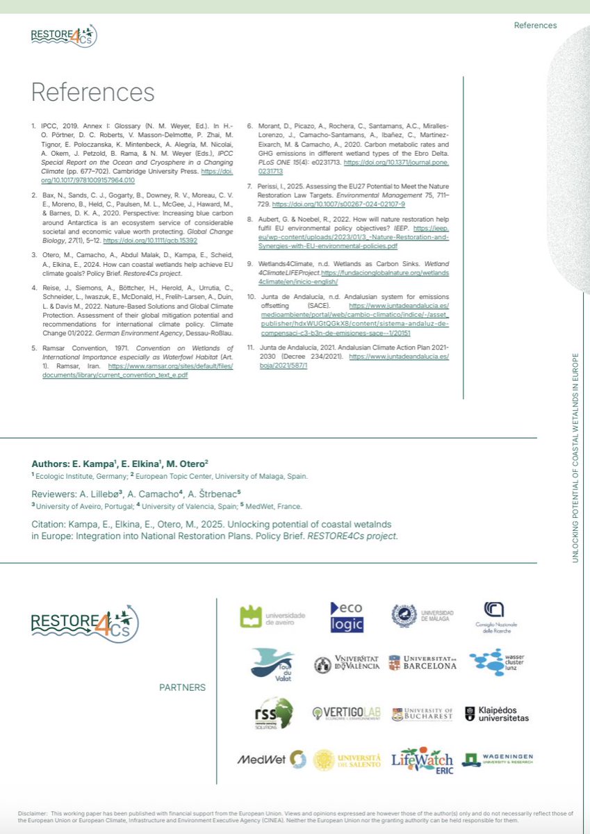 RESTORE4Cs's tweet image. 🌿New 𝗥𝗘𝗦𝗧𝗢𝗥𝗘𝟰𝗖𝘀 𝗣𝗼𝗹𝗶𝗰𝘆 𝗕𝗿𝗶𝗲𝗳 Released!🌿

📄 #RESTORE4Cs 2nd policy brief explores how the 𝗘𝗨 𝗡𝗮𝘁𝘂𝗿𝗲 𝗥𝗲𝘀𝘁𝗼𝗿𝗮𝘁𝗶𝗼𝗻 𝗥𝗲𝗴𝘂𝗹𝗮𝘁𝗶𝗼𝗻 🌿🇪🇺 can unlock the climate &amp;amp; biodiversity potential of EU’s coastal wetlands.

👉🏽restore4cs.eu/restore4cs-2nd…