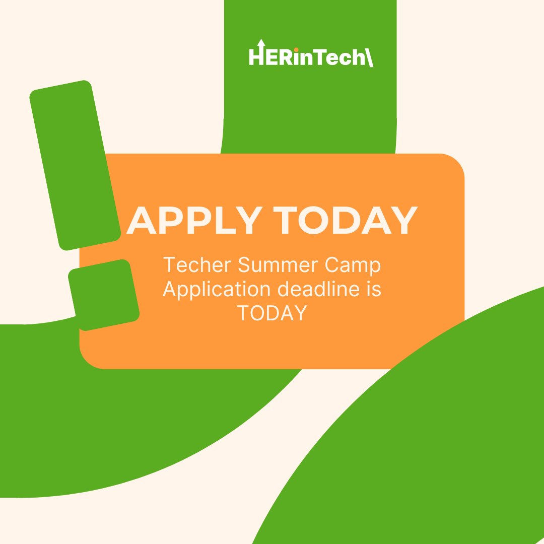 Today is the FINAL day to apply for the Techer Summer Camp!
Don’t miss your chance to level up your tech skills, connect with mentors, and build something amazing this summer. 💻✨
📅 Deadline: Tonight at 11:59 PM
👉 Apply now before it’s too late!