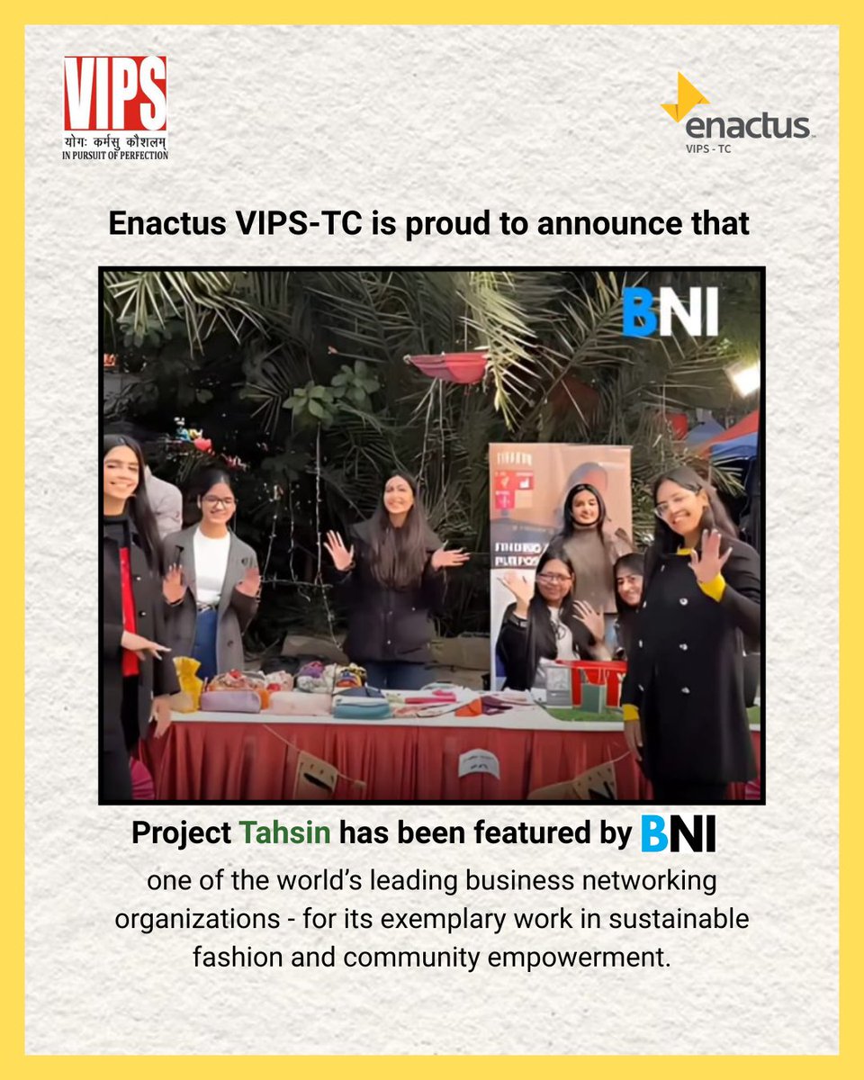 We're incredibly proud to announce that Enactus VIPS-TC has been featured on Business News India for its impactful work in social entrepreneurship!