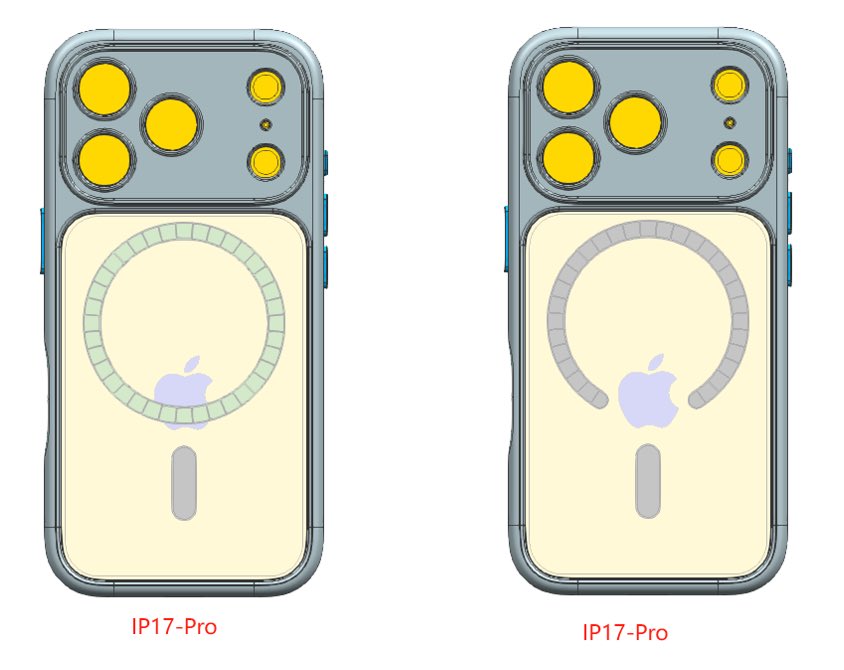 SonnyDickson's tweet image. Apple’s shifting the logo lower on the iPhone 17, most likely to align it with the MagSafe charging coil.