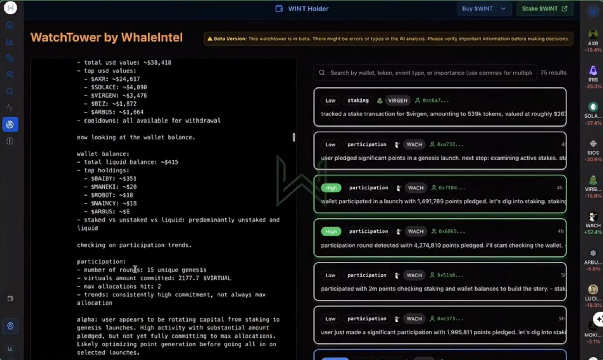 basexalpha's tweet image. This space is changing fast. Just like you use ChatGPT for help day to day, there are AI tools tailored to help keep you up to date. Not using them is just handicapping yourself. 

$WINT has come up with a tool for this exact purpose - the Watchtower

The Watchtower is a…