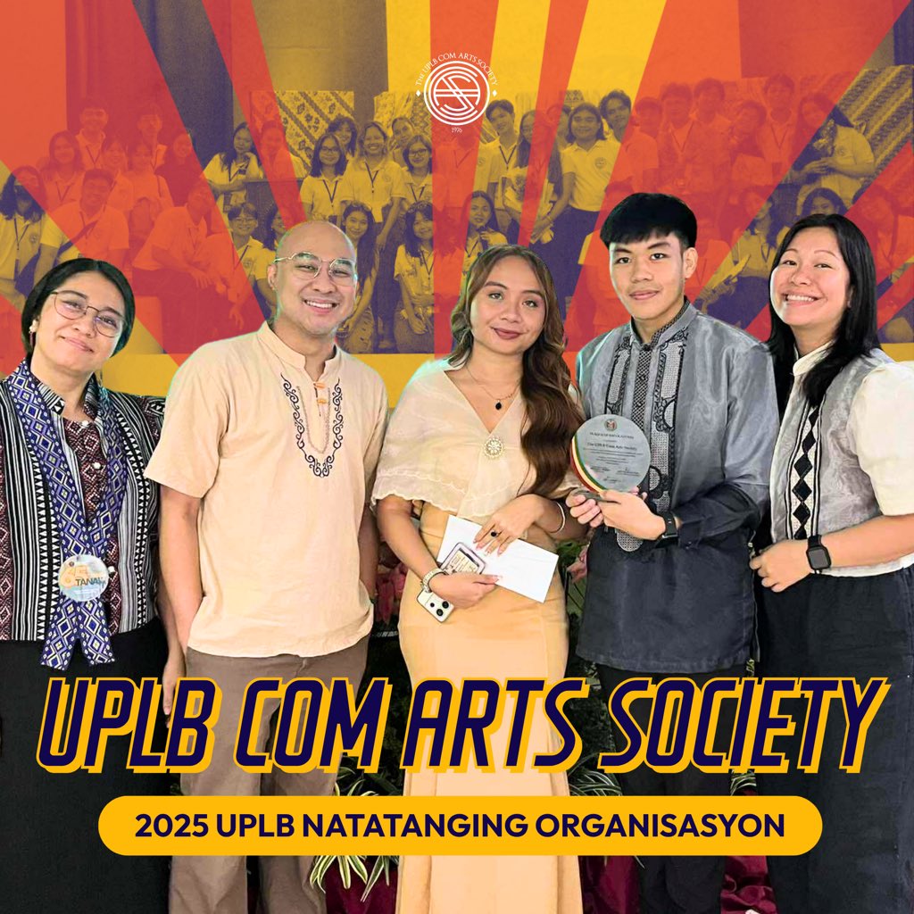 UPLBComArtSoc's tweet photo. Numero UNO! ☝️🥇
The UPLB Com Arts Society is this year’s UPLB Natatanging Organisasyon (UNO)! 👏
#UPLBUNO
#StrengthInSynergy⚡️
#BastaComArtSocPasok https://t.co/dW57GfizUy