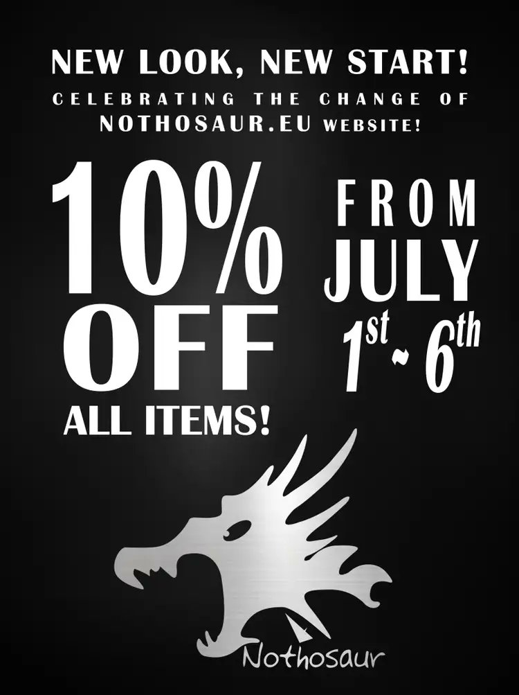 📢#Nothosaur New look, new start!✨

To make it easier for customers to distinguish between nothosaur.com and nothosaur.eu🔥

▶️nothosaur.eu will change the website look on July 1st, just to better serve customers!◀️