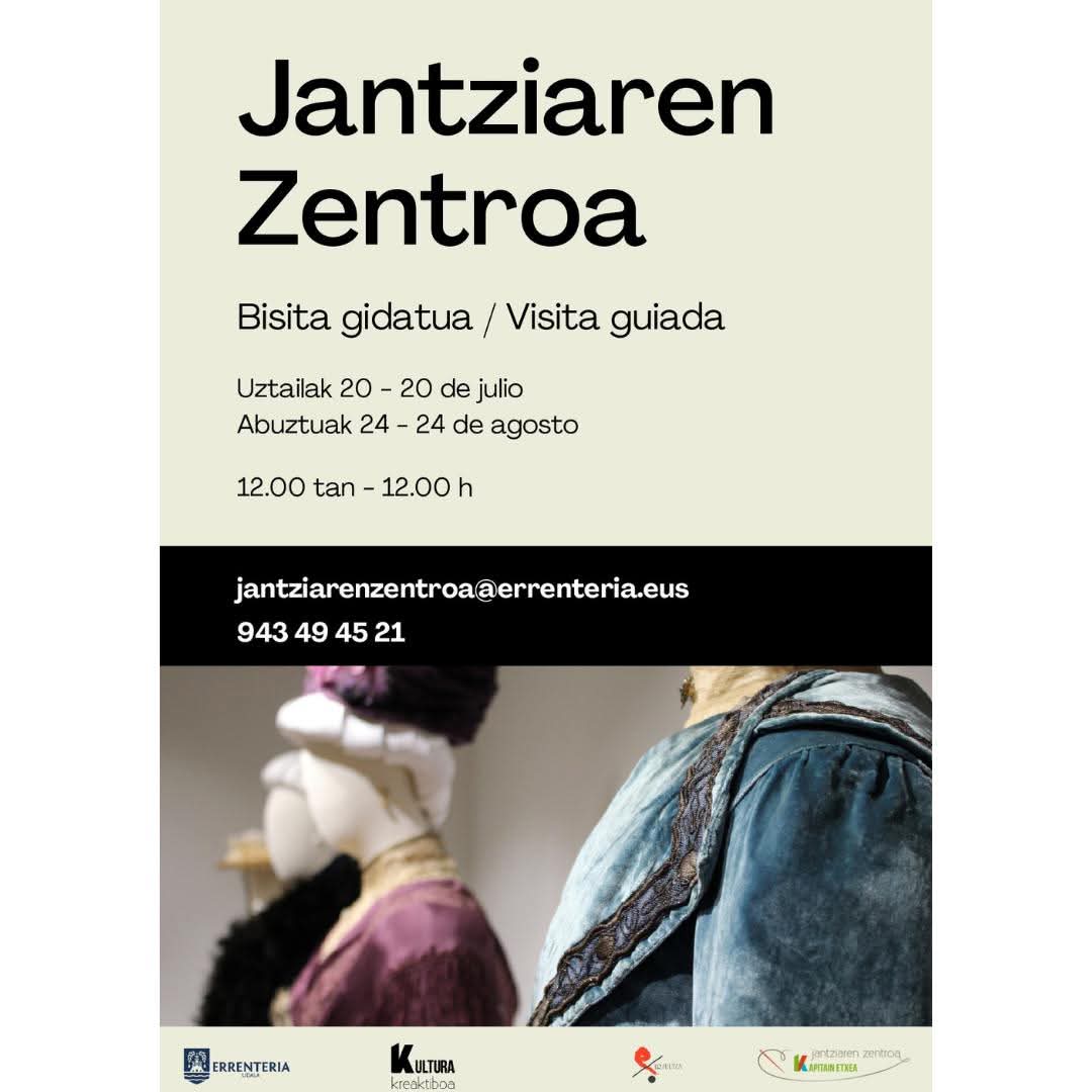 Uda honetan ezagutu ezazu Jantziaren Zentroa! Uztailaren 20ean eta abuztuaren 14ean eguerdiko 12.00 tan bisita gidatua egiteko aukera duzu! Ordu terdiko iraupena izango du, zazpi euroko kostua eta gazteleraz egingo da.