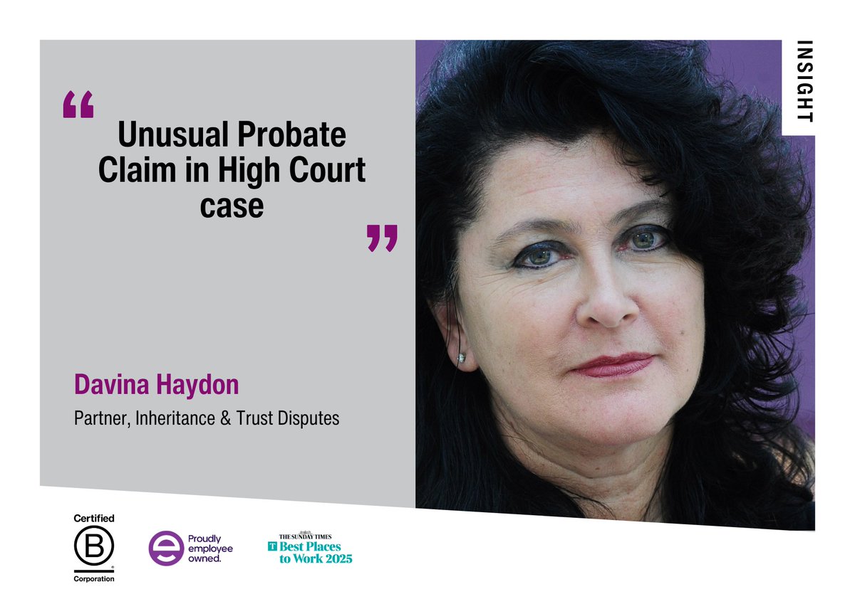 A recent High Court case presented an unusual Probate Claim where the person challenging the administration of the estate was the Deceased – who turned out to be very much still alive.

Davina Haydon explores 👇

stephens-scown.co.uk/disputes-with-…