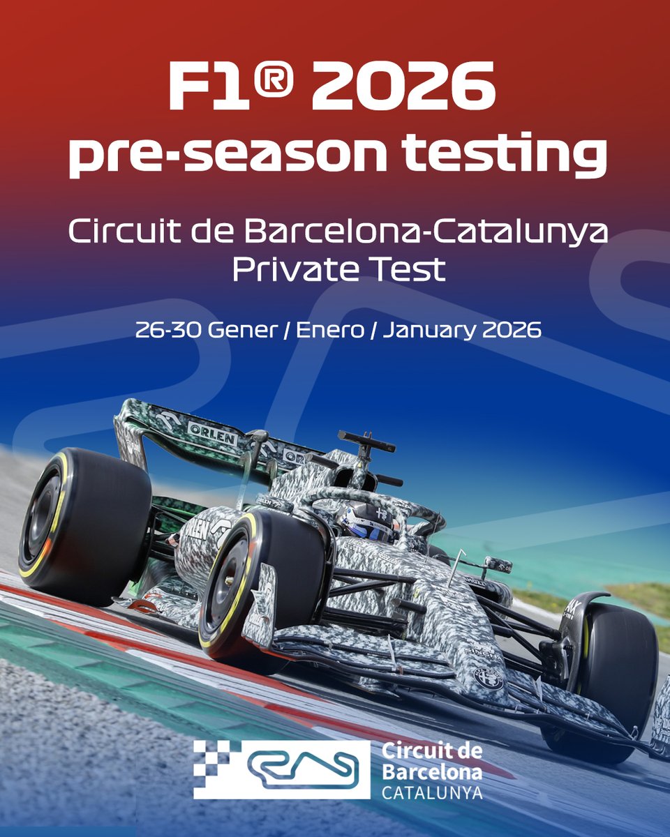 El primer contacto de 2026 será en Barcelona! 🤩

El Circuit acogerá el primer test de pretemporada de la #F1 2026! 🧰🛠️🔩

#F1Testing