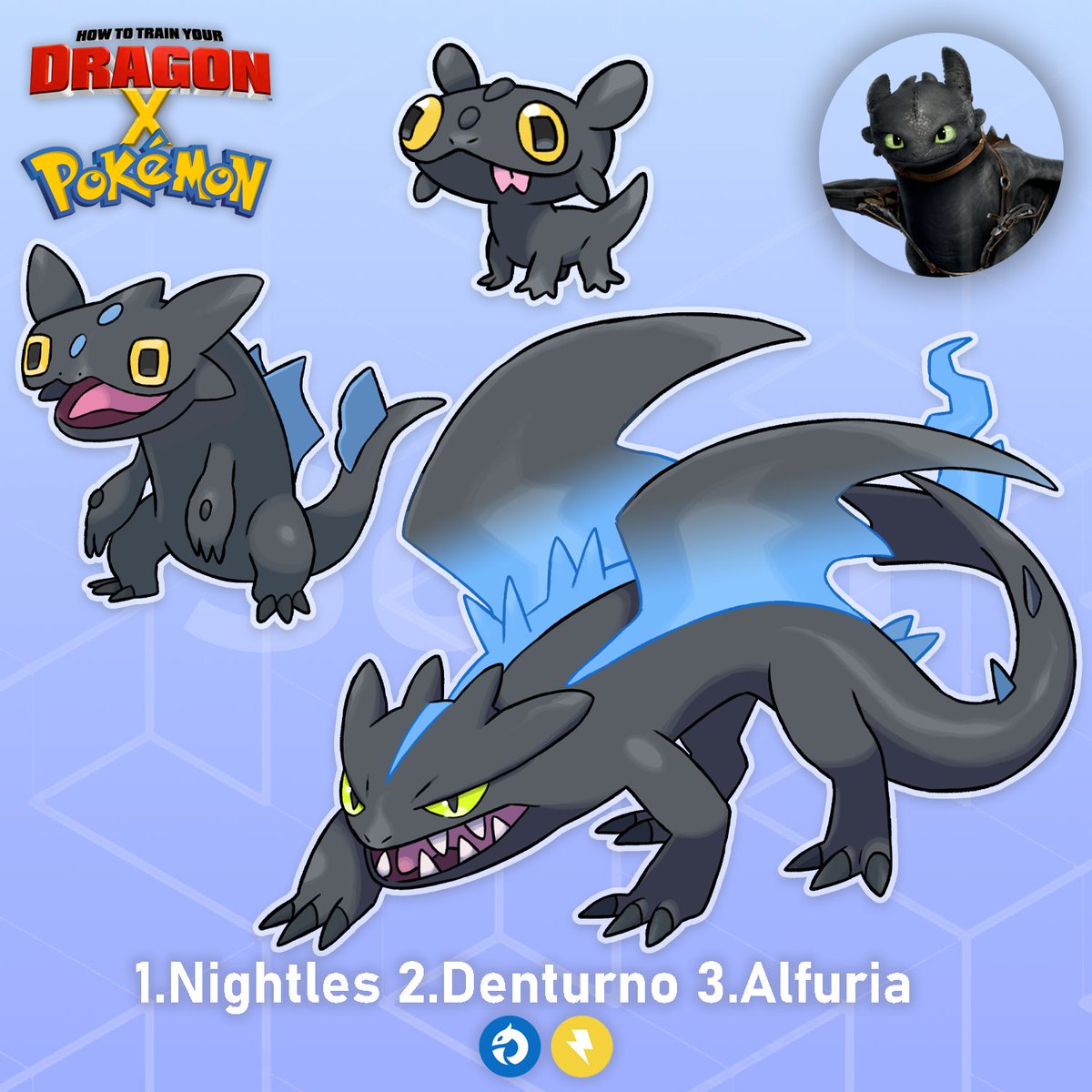 🐉✨ HOW TO TRAIN YOUR DRAGON x POKÉMON

⬇️A thread  [𝟭/𝟱]🧵

The mighty 𝑵𝒊𝒈𝒉𝒕 𝑭𝒖𝒓𝒚. Dragon/Electric
#HTTYD #Pokemon