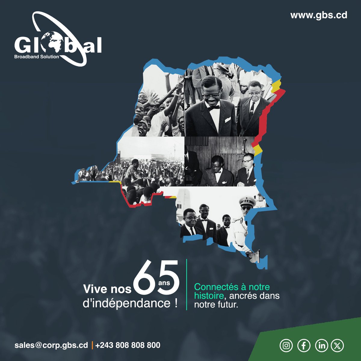 GlobalBSolution's tweet image. 65 ans de liberté. 65 ans d’innovation.
Global connecte la RDC à son futur depuis ses racines. 🇨🇩♥️

📍Une fierté d’être congolais 

#Global #RDC65 #FibrePatriotique