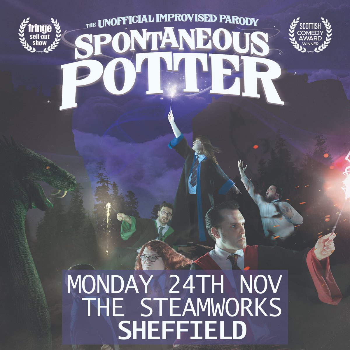 New Show Announcement 🚨

Spontaneous Potter is an entirely improvised wizarding comedy play, based on an audience suggestion of a fanfiction title. An entirely new Potter adventure is magically improvised on the spot!

On sale now: leadmill.co.uk/event/spontane…