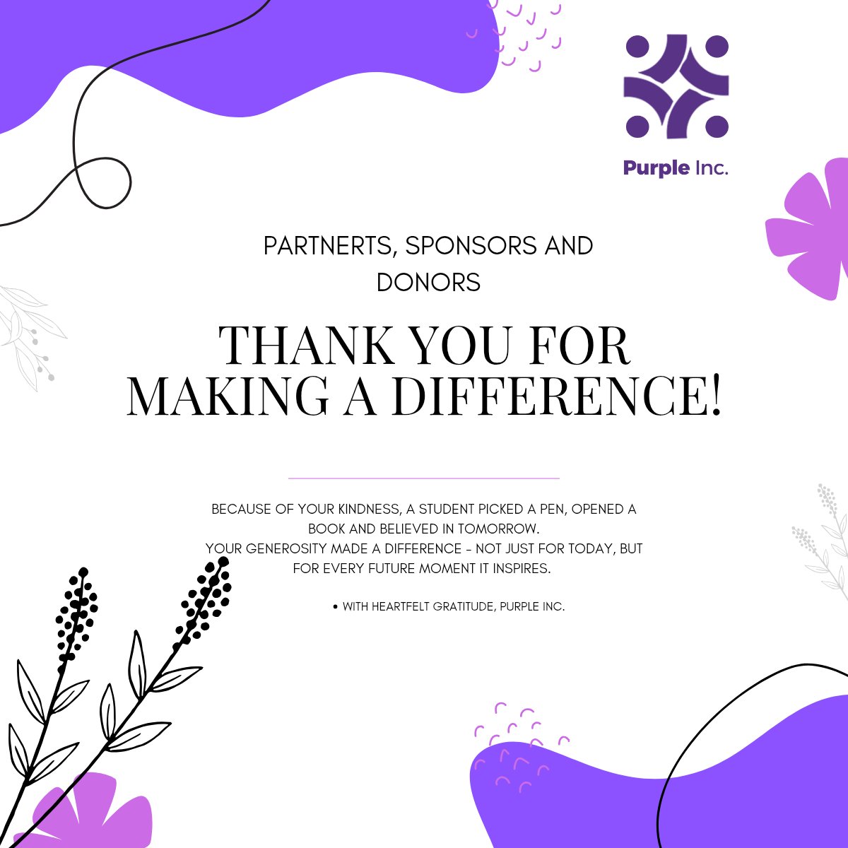 Our Day was a success! 💜

Huge thanks to our partners, sponsors &amp; donors who made it possible. Your support brought knowledge, joy &amp; real impact to the students.Together, we planted seeds of purpose.
#CareerGuidance #MentalHealthAwareness #YouthEmpowerment
