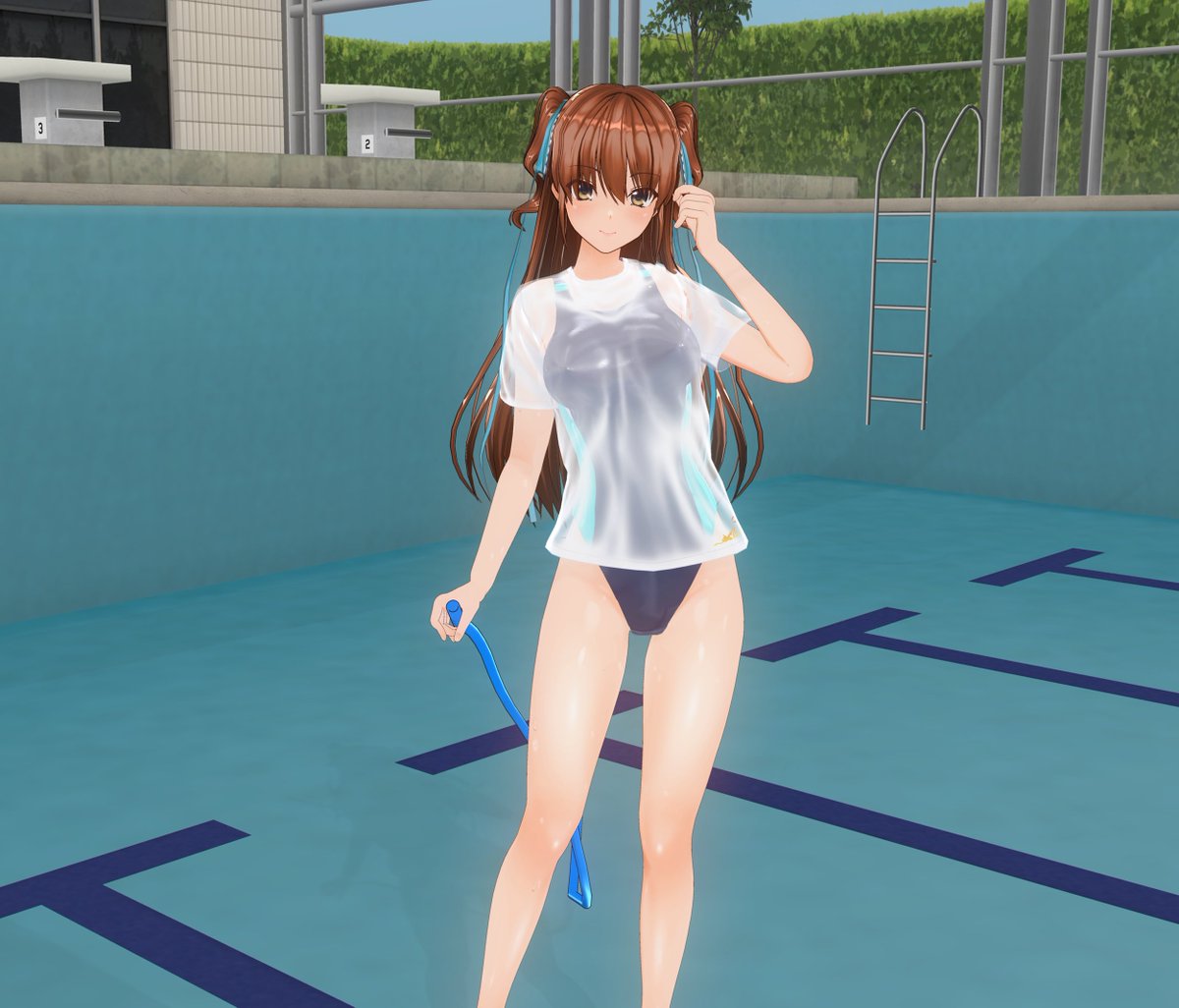 XRH900's tweet image. こんばんはです♪🌟
梅雨明けして暑い日が続きますよね~😆💦水分補給しっかりして体調に気を付けてくださいね~😊🥤🍀
今日はプールお掃除中のれなちゃんから一枚~🥰📸
「ほらほら~サボってないでお掃除ちゃんとしないと水かけちゃうよ~🤭」れなはすでに水をかけられた模様です~😉✨
#COM3D2