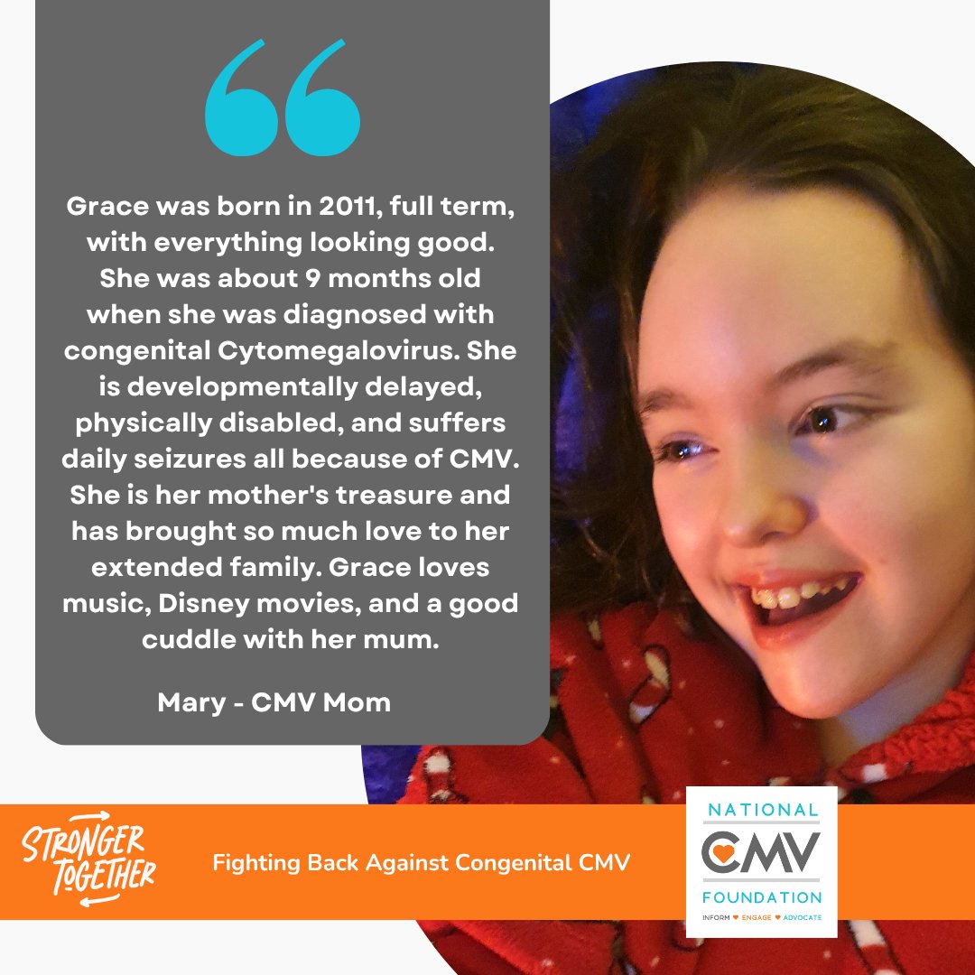 Meet Grace! This young lady is today's feature #FacesofCMV

#CMVAwarenessMonth #StrongerTogether #CMVAwareness #StopCMV