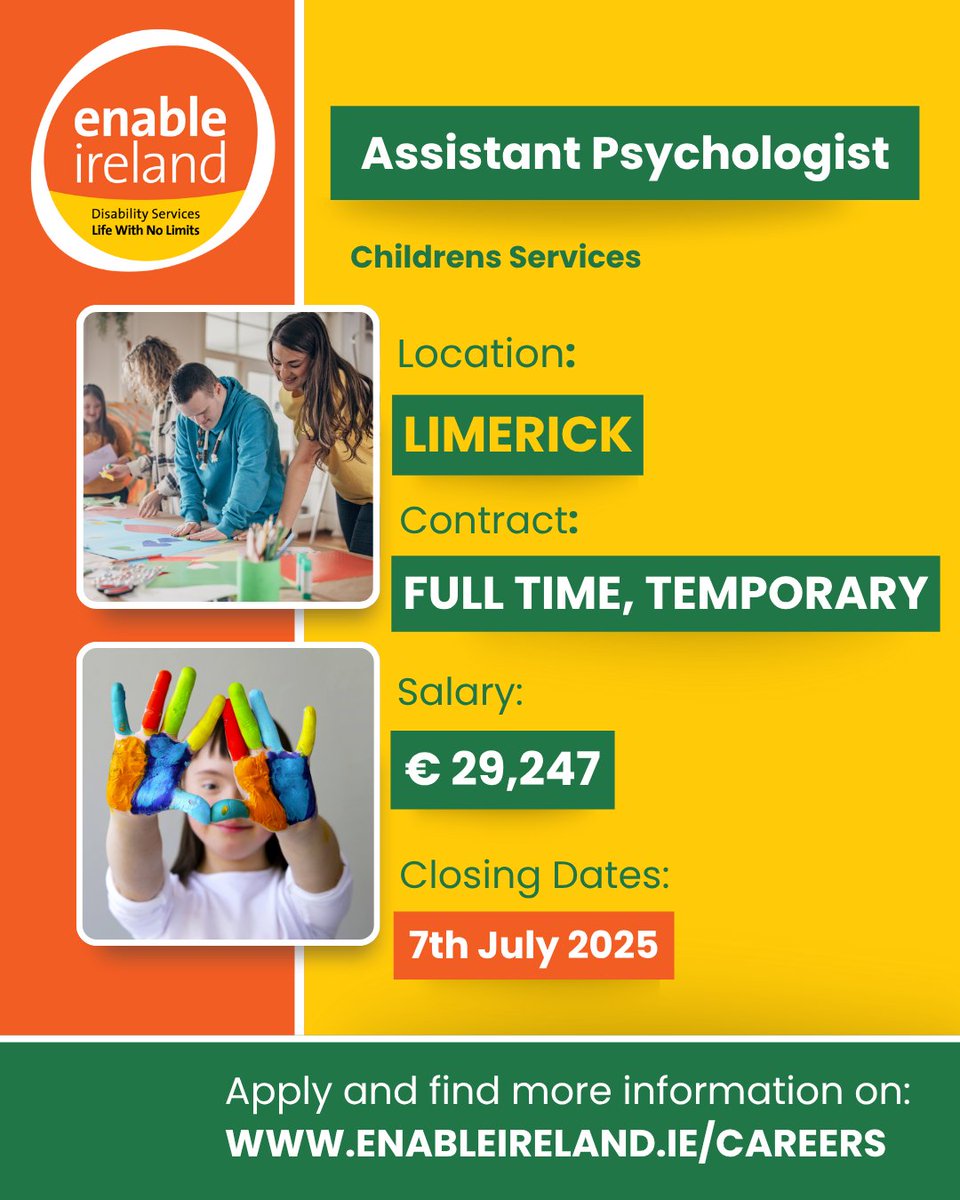EnableIreland's tweet image. We're on the lookout for dedicated Support Workers, Psychologists, Staff Nurses and more to join our incredible team! 🤝🧡
Apply to make a difference in the lives of people with disabilities: enable-ireland.rezoomo.com
#EnableIreland #DisabilityServices #IrishJobs #Vacancy