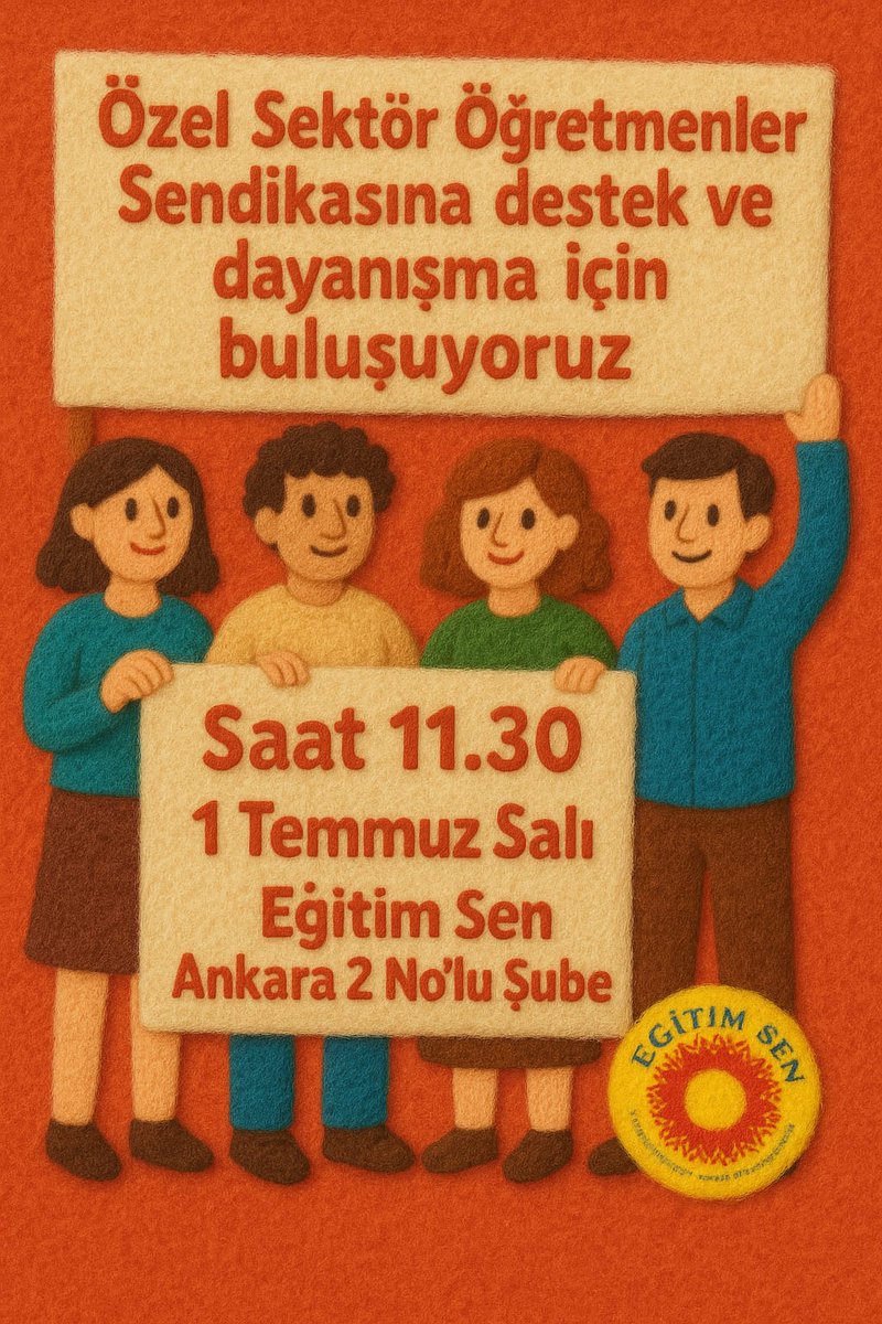 Yarın Özel Öğretmenler Sendikasına destek için buluşuyoruz. #ÖğretmenlerYürüyor