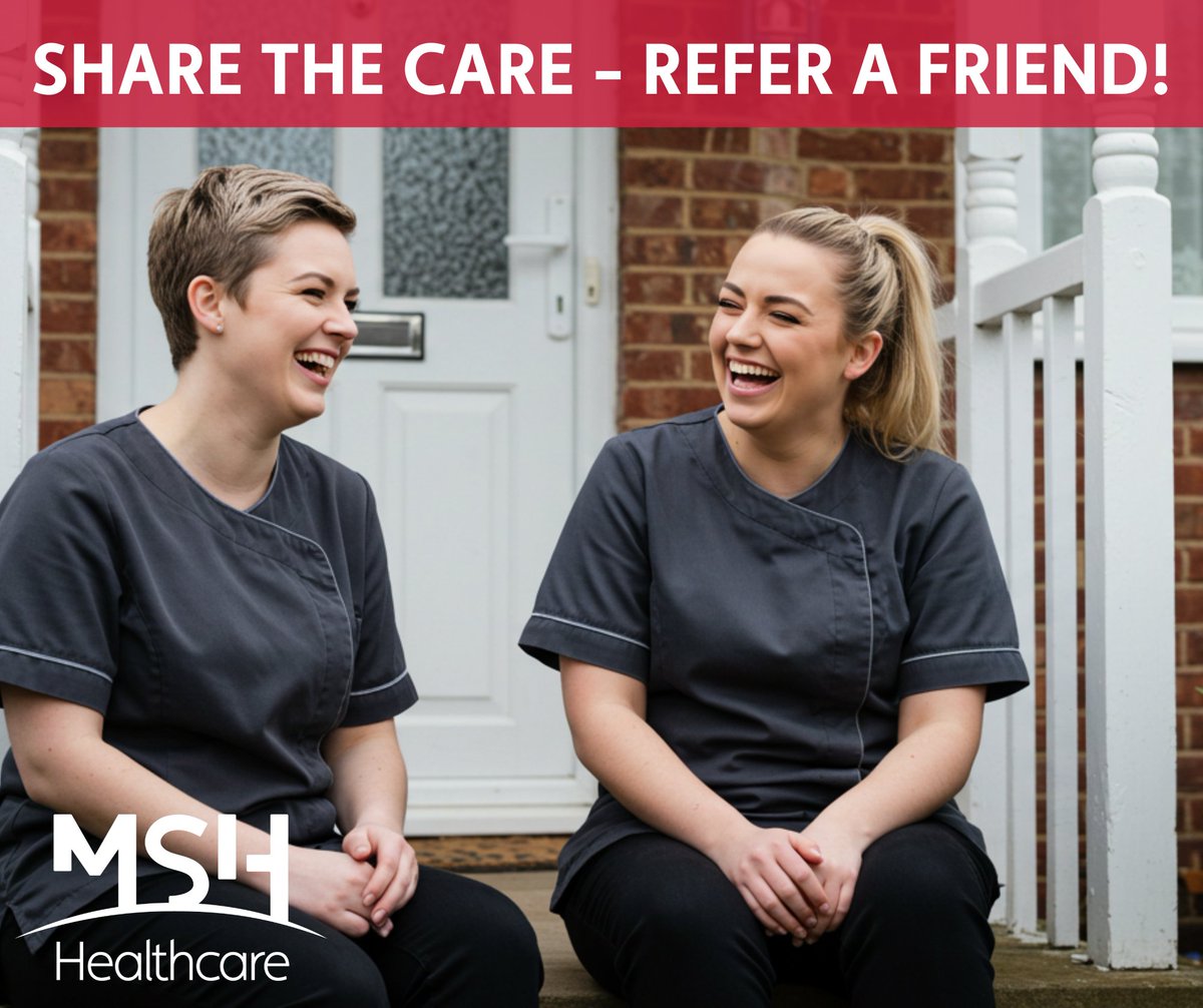 MshHealthcare's tweet photo. There's no career out there that isn't made better with friends.  So why not share the care? Employees AND their friend can each earn a £150 bonus after the new hire's successful probation period.
See our current vacancies at https://t.co/95tWu1CWXn https://t.co/xG2VsyZgXN