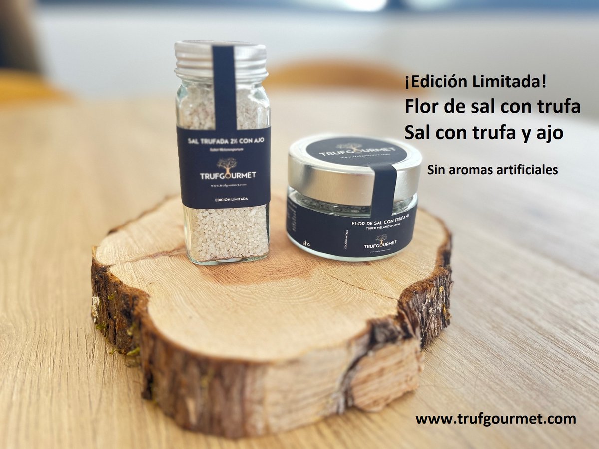 Os presentamos nuestra ¡Edición limitada!
Flor de Sal con trufa 4% y sal trufada con ajo
Elaborados con trufa Tuber Melanosporum deshidratada sin aromas artificiales ni conservantes. En tienda online y <a href="/somosmesetarios/">Mesetarios 🌾</a>  #trufaecológica #truffe #truffle #tartufo #trüffel #gourmet