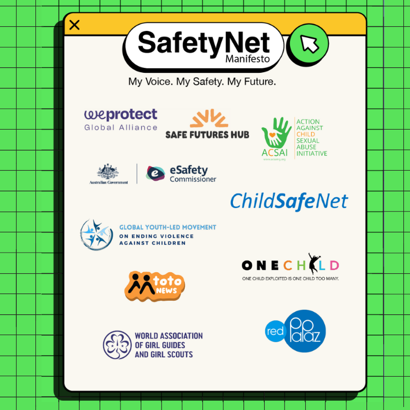 WeProtect's tweet image. 🚀Following global consultations with children and young people, we’re pleased to share the #SafetyNet Manifesto.

🙏This youth-led manifesto outlines their dreams for a safe digital world free from #exploitation and abuse.
Learn more ⬇️
safefutureshub.org/resources/safe…

#MyVoiceMyFuture