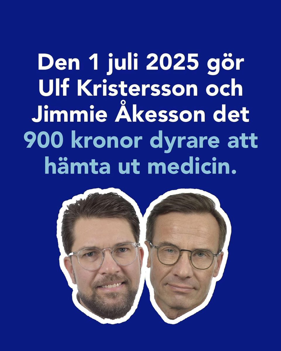 Imorgon höjs kostnaden för mediciner för sjuka – för att regeringen och SD har bestämt det. Högkostnadsskyddet försämras. Det är en politisk prioritering i en tid när många redan kämpar. #högkostnadsskydd