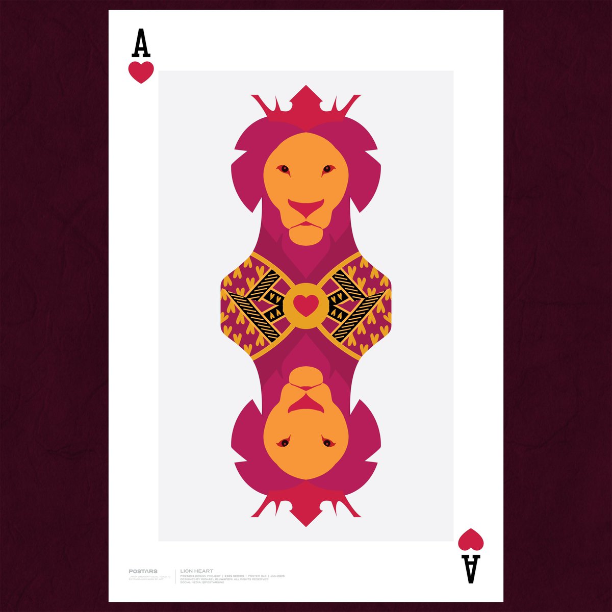MichaelFemi30's tweet photo. Only those with a lion heart win the game of life.
From the Aces Series - Lion Heart.
#art #postars https://t.co/y2OYIS6PMx