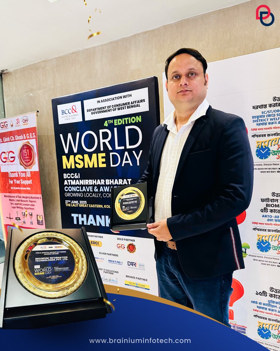 BrainiumIT's tweet image. Big win alert!
Brainium has bagged an award at the BCC&I Atmanirbhar Bharat Conclave & Awards 2025, held in celebration of World MSME Day on June 27.
This recognition is a nod to the impact we’re making as a future-ready MSME.
#IdeateImplementSucceed #Brainium #MSMEDay