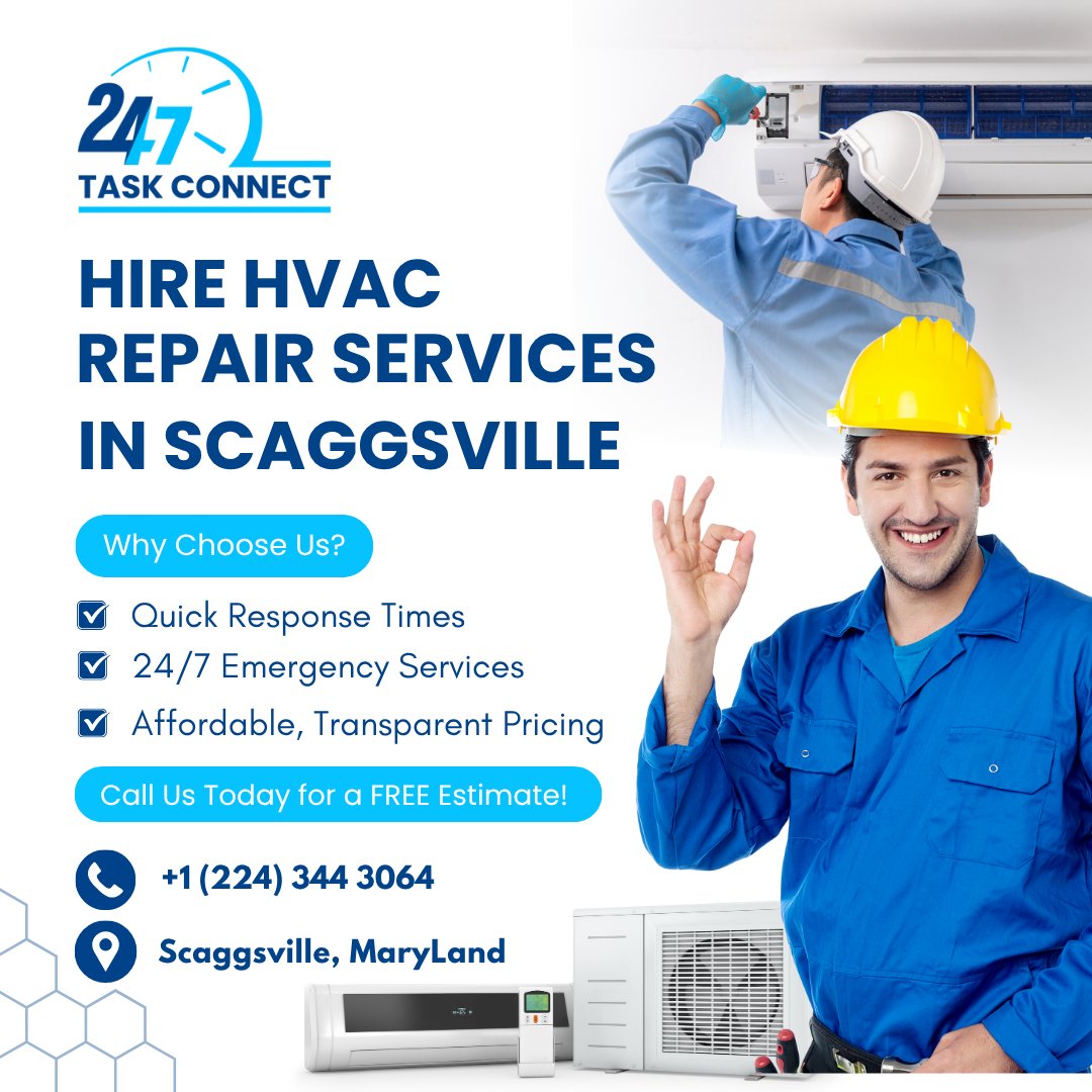task_247's tweet image. 📞 Call Now: +1 (224) 344 3064
247taskconnect.com/hire-hvac-expe…
🌬️ Need a Reliable HVAC Expert in Scaggsville?
❄️ AC Repair &amp;amp; Installation
🔥 Heating System Service
🧰 HVAC Tune-Ups &amp;amp; Troubleshooting
#ScaggsvilleHVAC #247TaskConnect #HeatingAndCooling #ACRepair #HVACExperts #HomeComfort