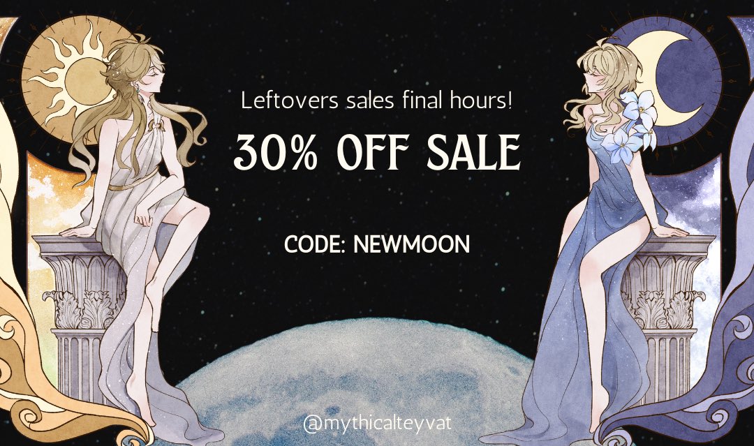 mythicalteyvat's tweet image. Leftovers sale ends very soon!
Use code NEWMOON to get 30% off all bundles!!!
Very limited stock left, grab them while you can!!!
mythicalteyvat.bigcartel.com