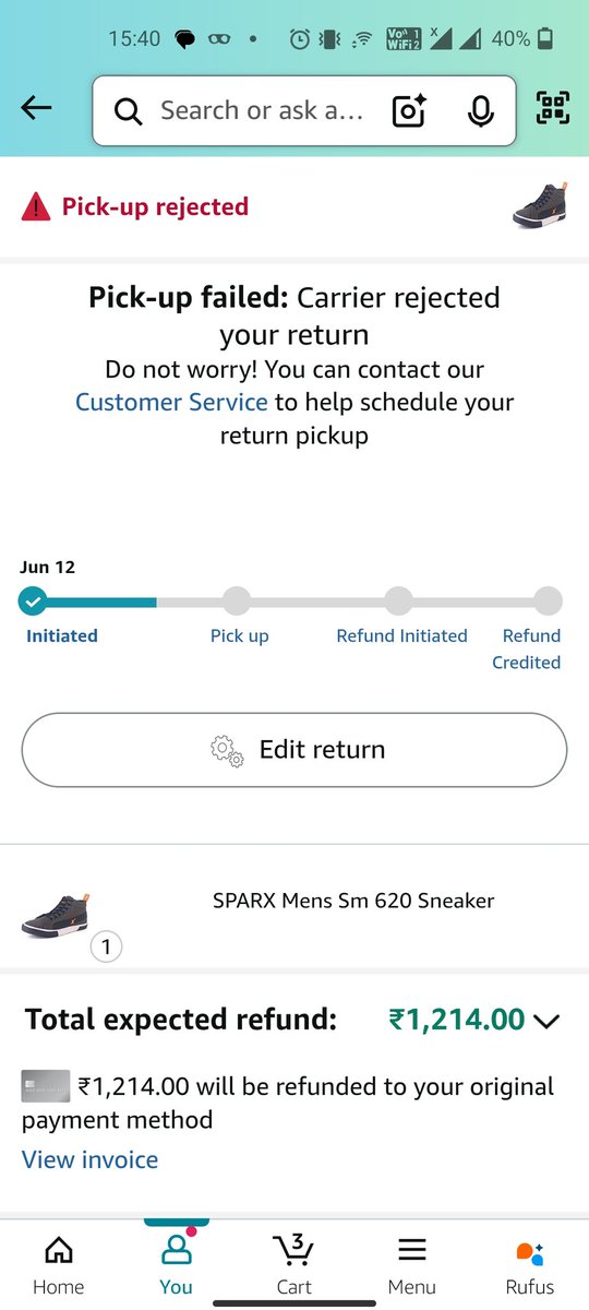 TechHelios1's tweet image. Dear @amazonIN,
You deserve an award 🏆 — not for service, but for mastering the art of frustrating customers.
Sneaker didn&apos;t fit ✅
Return approved ✅

Pickup scheduled, then magically canceled
Support vanished like your promises ✅
@AmazonHelp @AmazonIN_CS — Are you ghosts now?