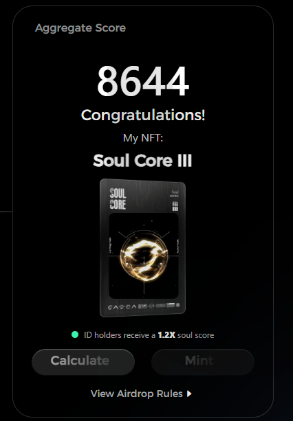 🪐 My soul is forged in the core of the chain! With my Soul Core III, I’ve hit 8644 points in GAEA. This is not just an NFT, it’s a digital force. Let’s rule the chain together. #GAEA #SoulNFT
<a href="/aigaealabs/">GAEA</a>
UID : 10747101961728