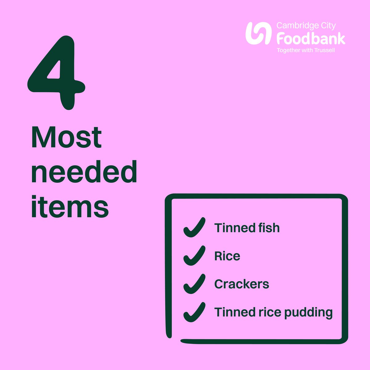 May 2025 saw 10,920kg of food pass through our warehouse - a 13% decrease from May 2024.

It’s your support that enables us to help people in Cambridge who are experiencing hunger. If you’re able to donate, please do so💚

Learn more: cambridgecity.foodbank.org.uk/donate

#Cambridge #Foodbank