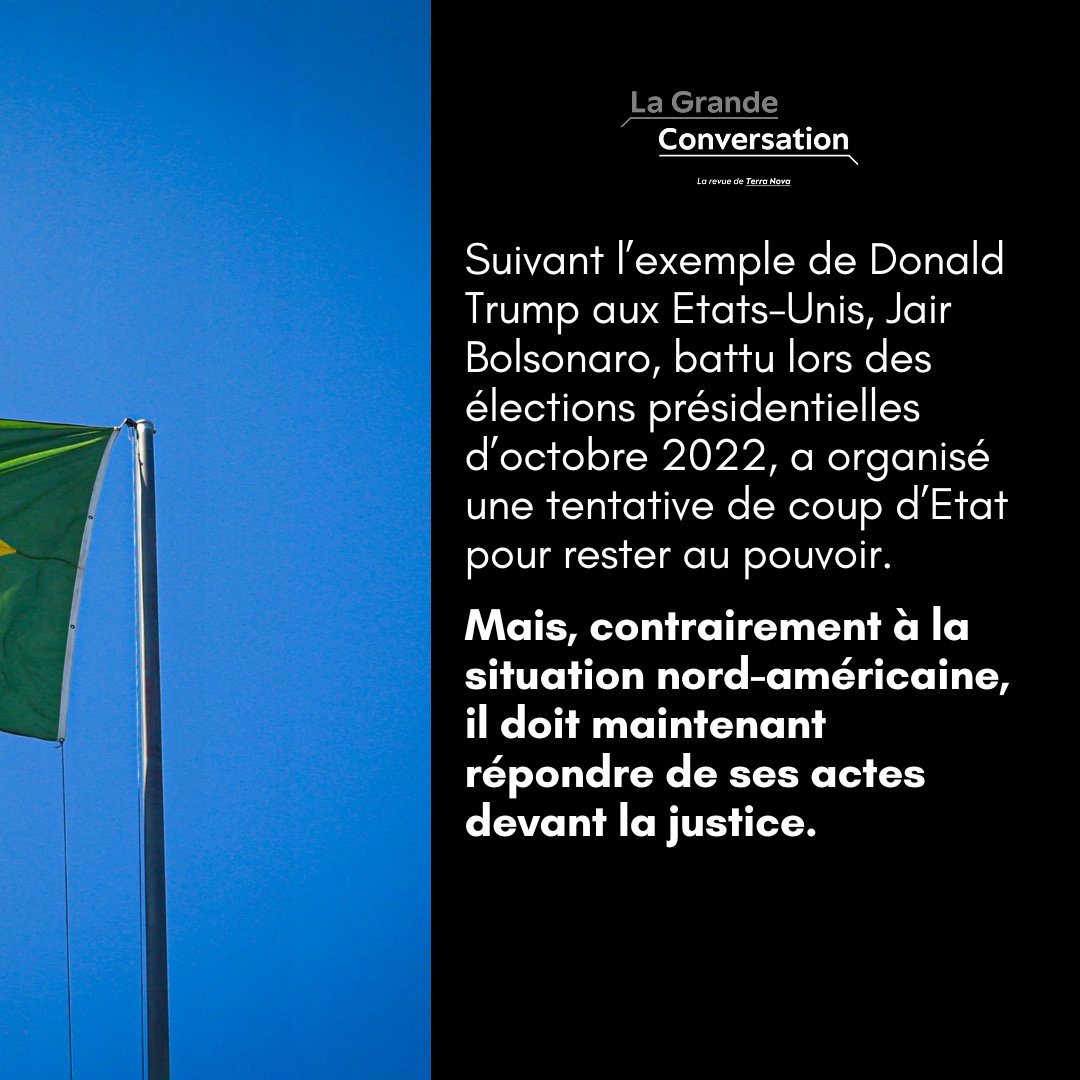 La Grande Conversation (@_laconversation) on Twitter photo 🇧🇷 « La démocratie brésilienne a su se défendre. »
Au Brésil, Jair Bolsonaro est jugé pour tentative de coup d’État. 
👉Rômulo Garzillo nous explique les leviers qui ont permis à la démocratie brésilienne de contrer les risques qui pesaient sur elle : lagrandeconversation.com/monde/lextreme… 🇧🇷 « La démocratie brésilienne a su se défendre. »
Au Brésil, Jair Bolsonaro est jugé pour tentative de coup d’État. 
👉Rômulo Garzillo nous explique les leviers qui ont permis à la démocratie brésilienne de contrer les risques qui pesaient sur elle : lagrandeconversation.com/monde/lextreme…