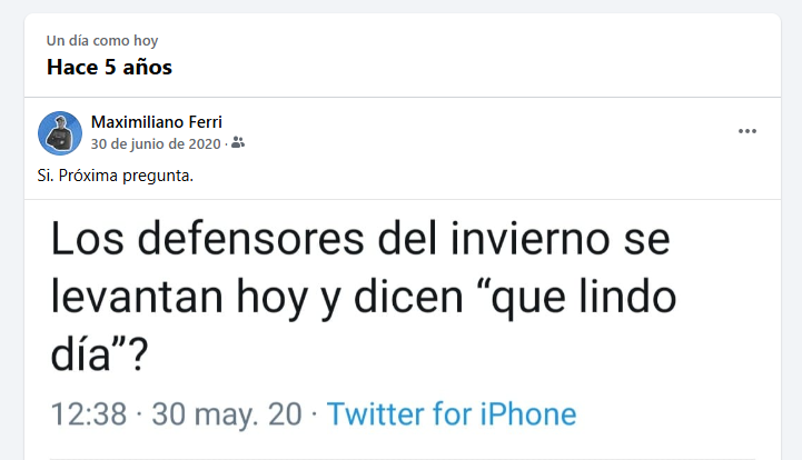 Hace 5 años, Hoy y dentro de 10 años tambien.