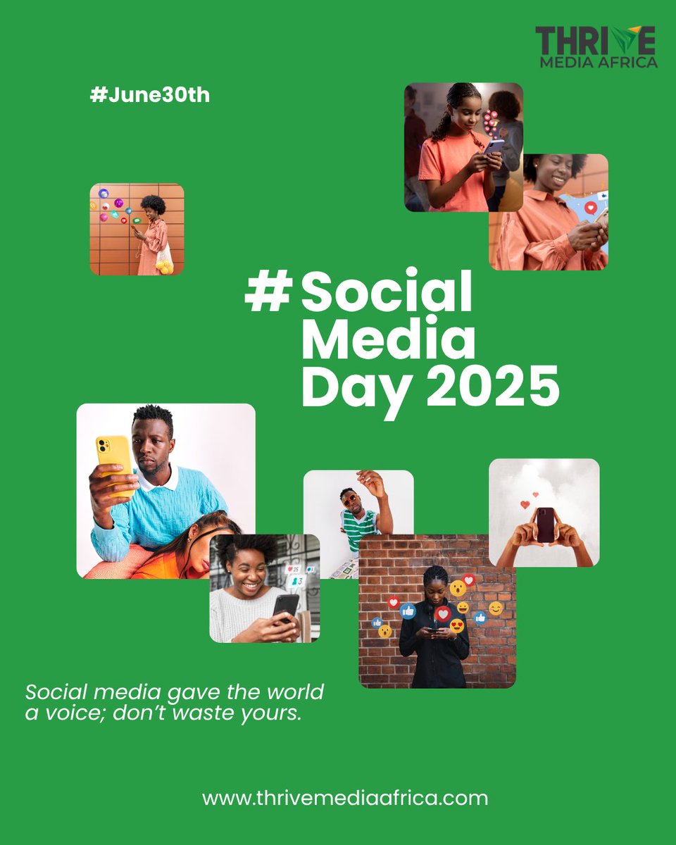 ThriveMediaHQ's tweet image. Happy World Social Media Day!
At Thrive Media Africa, we believe social media is a tool to connect, grow, and make a difference.
Keep showing up. Keep sharing your story.
Your voice matters.