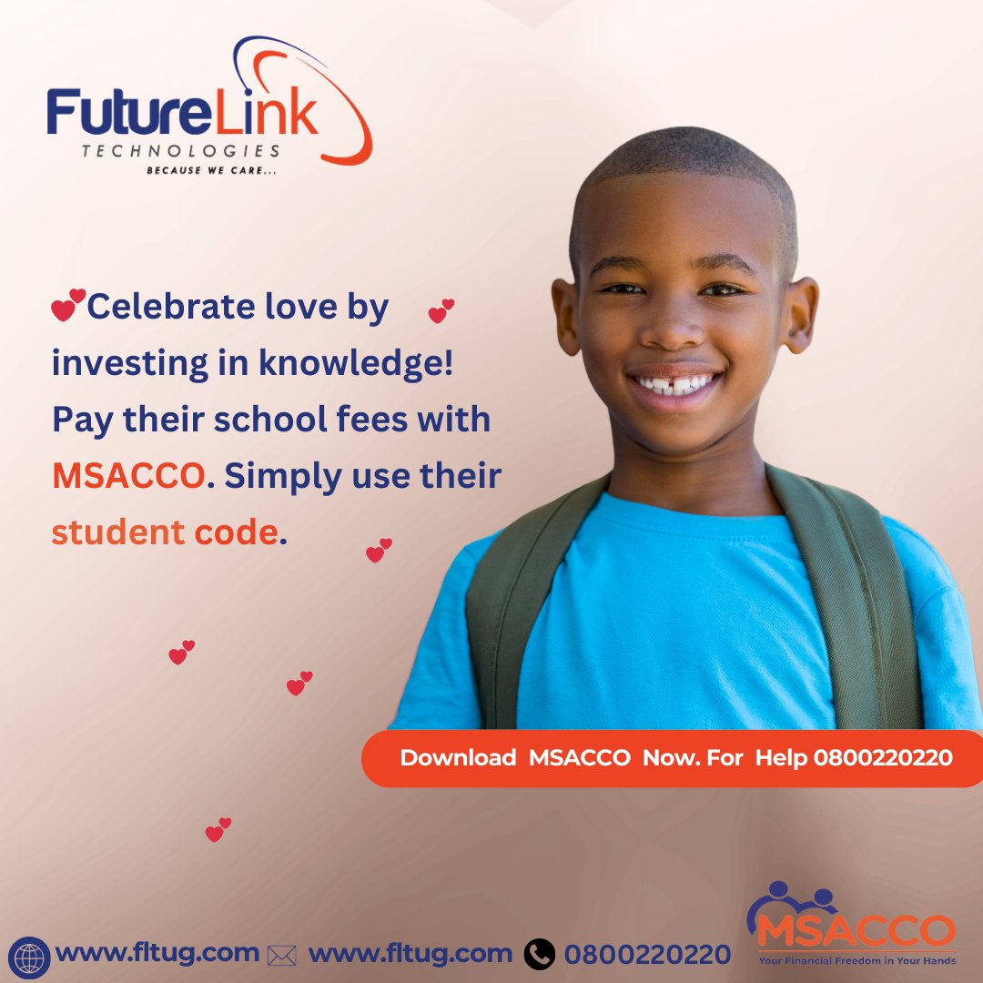 𝑳𝒐𝒗𝒆 𝒊𝒔 𝒊𝒏 𝒕𝒉𝒆 𝒍𝒊𝒕𝒕𝒍𝒆 𝒕𝒉𝒊𝒏𝒈𝒔—like paying school fees on time. Use MSACCO School Fees to ensure your children’s education journey is smooth and uninterrupted.