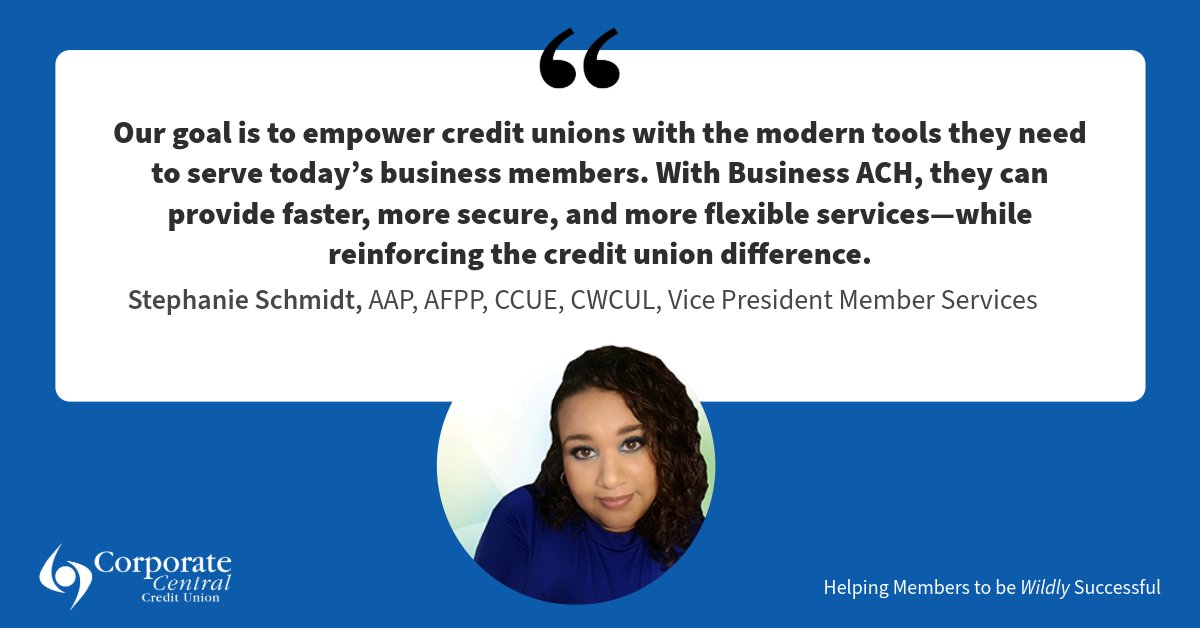 Corporate Central launches Business ACH, empowering credit unions to deliver modern payments solutions to business members. Read the full press release here: ecs.page.link/atTvJ 

#CorporateCentral #CreditUnions #CorporateDifference #BusinessACH