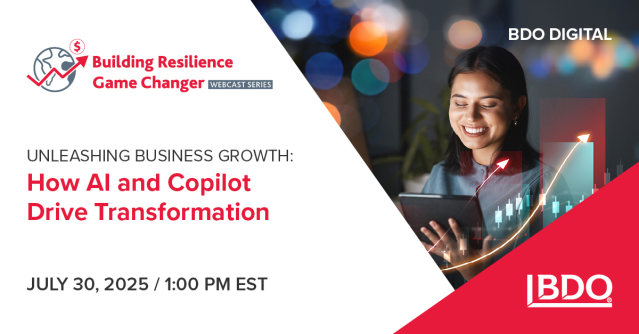 Tech2Biz's tweet photo. BDO invites you to a live webcast on July 30 to learn how organizations are leveraging AI and Copilot for measurable business outcomes and long-term value. Register for insights and best practices. https://t.co/a34sivMUnV https://t.co/6cKE6WMxlB
