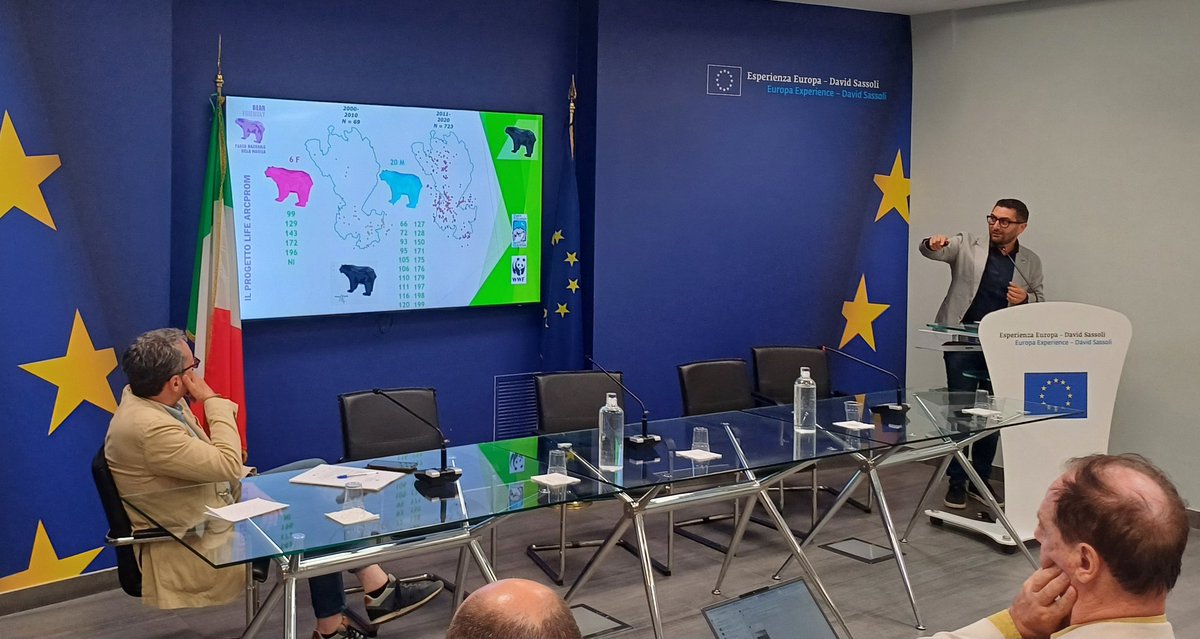 WWFitalia's tweet photo. Al convegno #WWF "It's Your Life" è il momento di Luciano Di Martino , direttore @parcomaiella che parla del progetto #LIFE #Arcprom per favorire la coesistenza con l'#orso marsicano
In #Maiella 27 produttori si fregiano del marchio #bearFriendly https://t.co/67vsjOy7xt