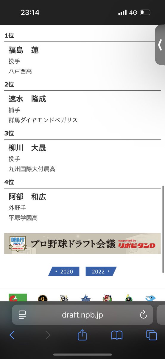 21年から4年しか経ってないのにすでに達孝太、水野達稀、北山亘基、上川畑大悟、福島蓮、柳川大晟が一軍の舞台で結果を残している…
しかも北山と上川畑に関しては8位と9位。
野球人生何があるか分かりませんな。
有薗くんや阪口くん、松浦くんも畔柳くんもめちゃくちゃ楽しみや。