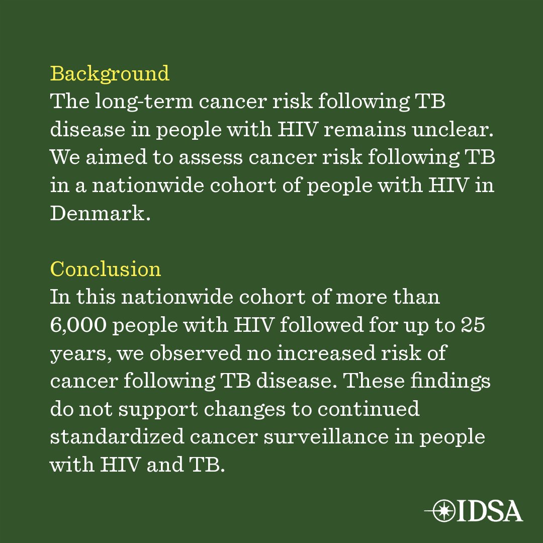 Risk of cancer after tuberculosis disease among people with HIV in Denmark: a nationwide population-based cohort study

✅ Just Accepted
🔗 bit.ly/44nSJjA